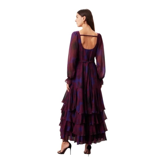 Hutch Kya Wrap Dress Long Sleeve in Purple Floral Chiffon Size Small - Picture 3 of 13